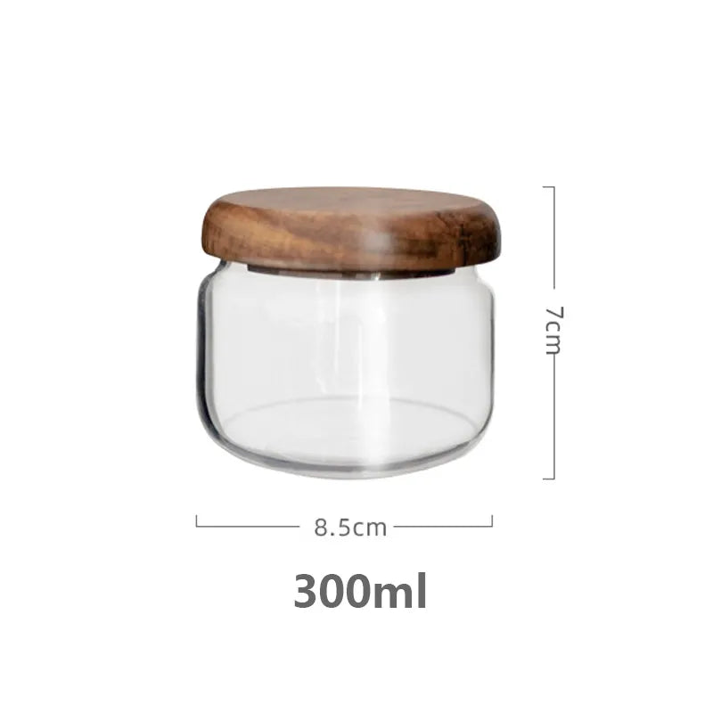 Wilder Collection Acacia Wood & Glass Sealable Food Storage Jars