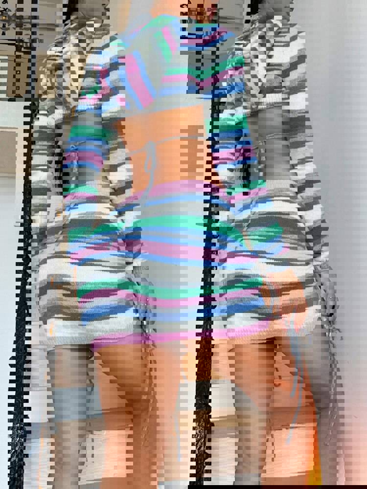 Sisterlinda Fashion Striped Patchwork Trend 3-Piece Set for Women