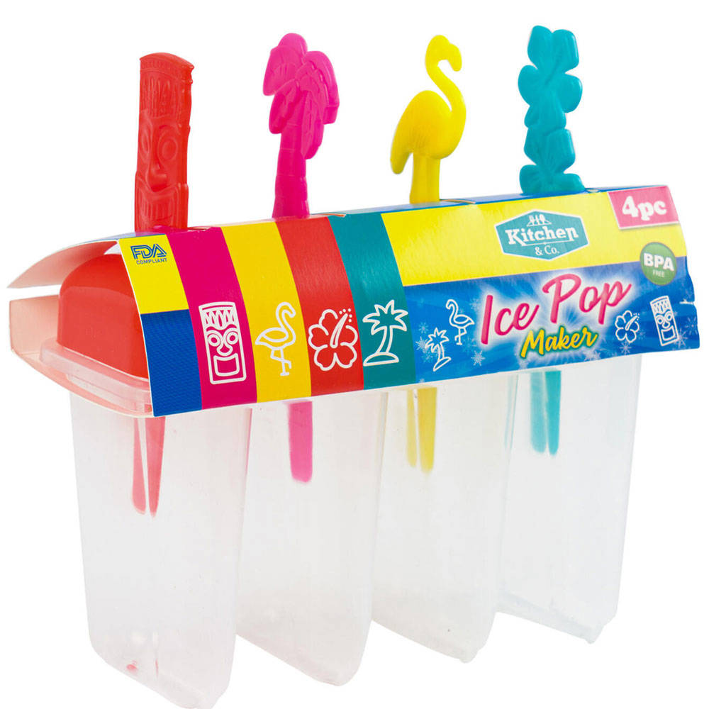 1 Pack Ice Pop Maker with 4 Popsicle Molds for DIY Frozen Treats