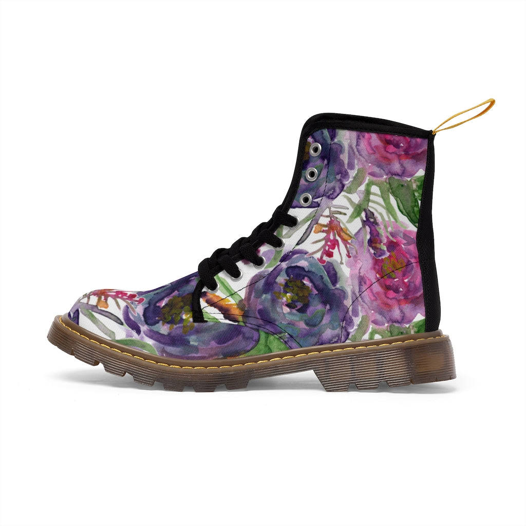 Rose Flower Print Women's Boots - Vintage Style Winter Boots for Ladies