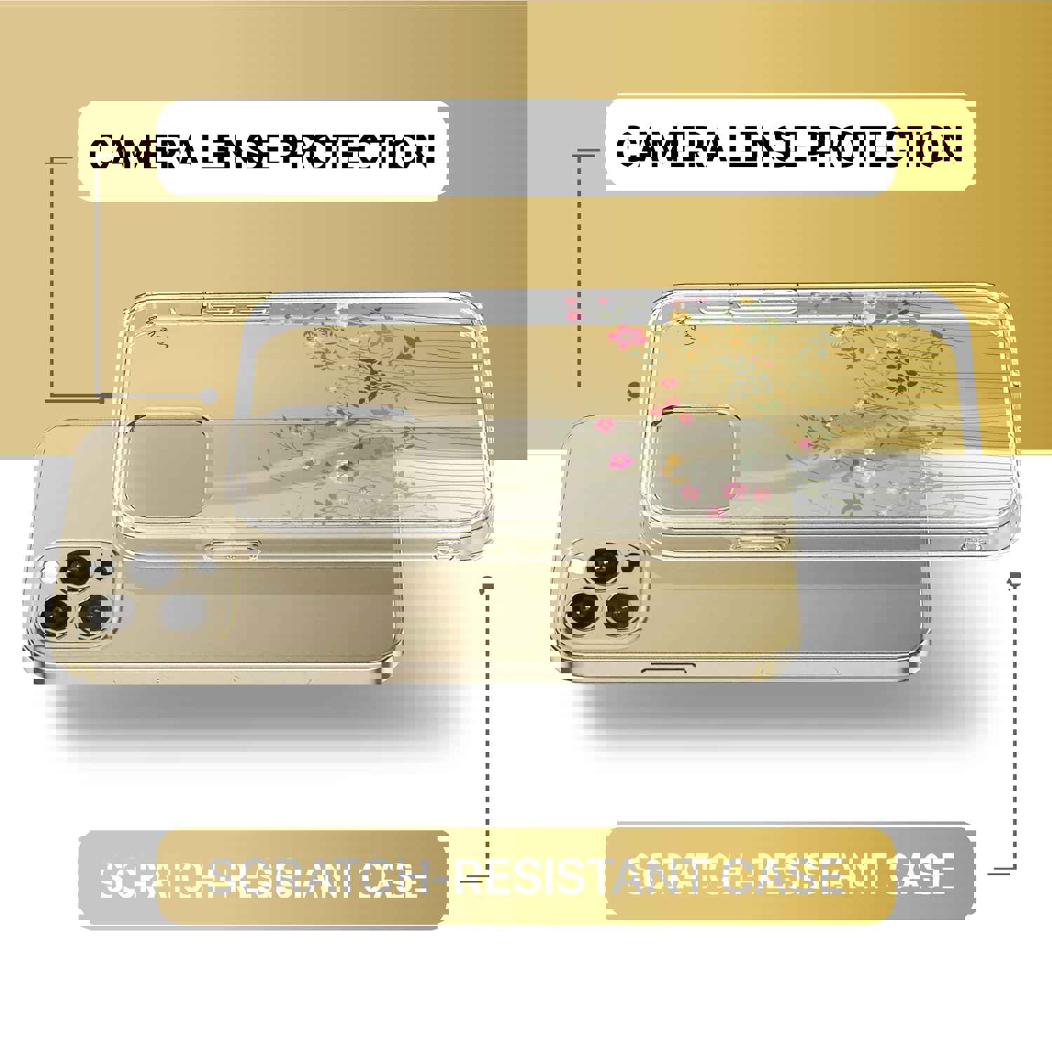 High-Quality TPU Clear Case with Floral Flowers Design for iPhone & Samsung Phones
