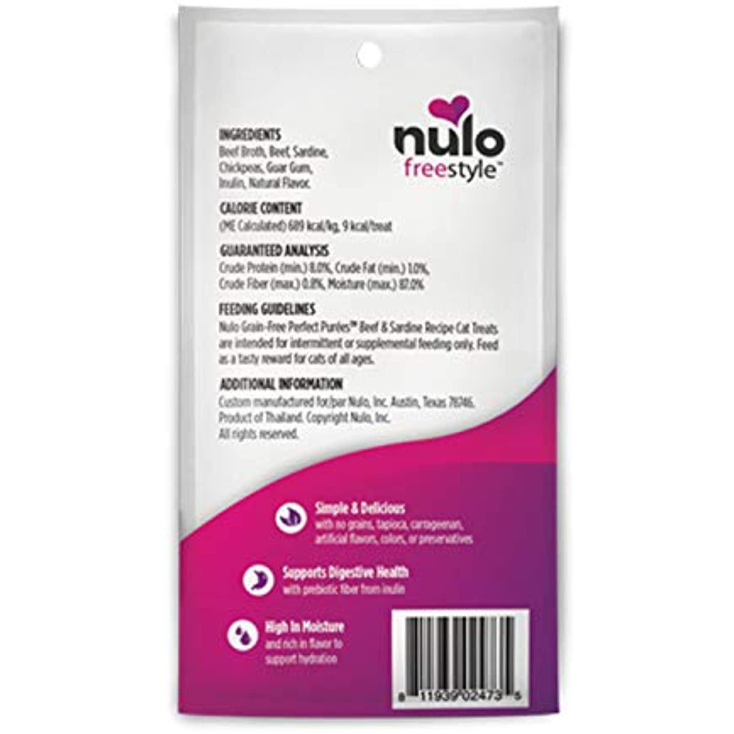 Nulo Freestyle Perfect Purees - Beef & Sardine Recipe - Premium Cat Food Pouches (Pack of 6)