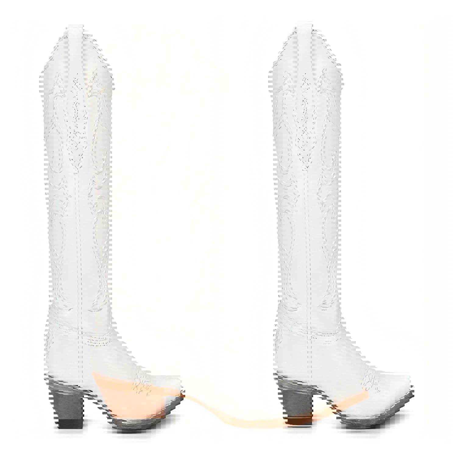 Corral Ladies Western Embroidery Snip Toe White Pull On Boots
