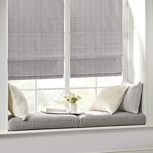 Madison Park Galen Cordless Roman Shades - Grey, 31 x 64, Room Darkening, Energy Efficient