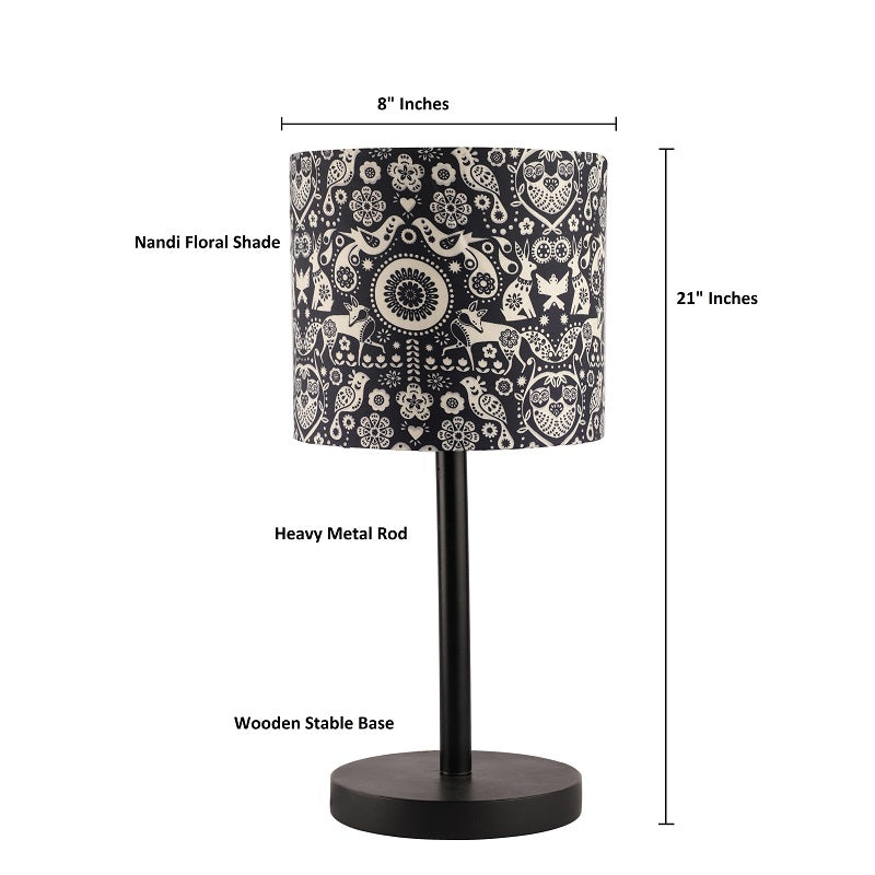 BTR CRAFTS Raven Black Metal Table Lamp with Leafy Vines Color Shade