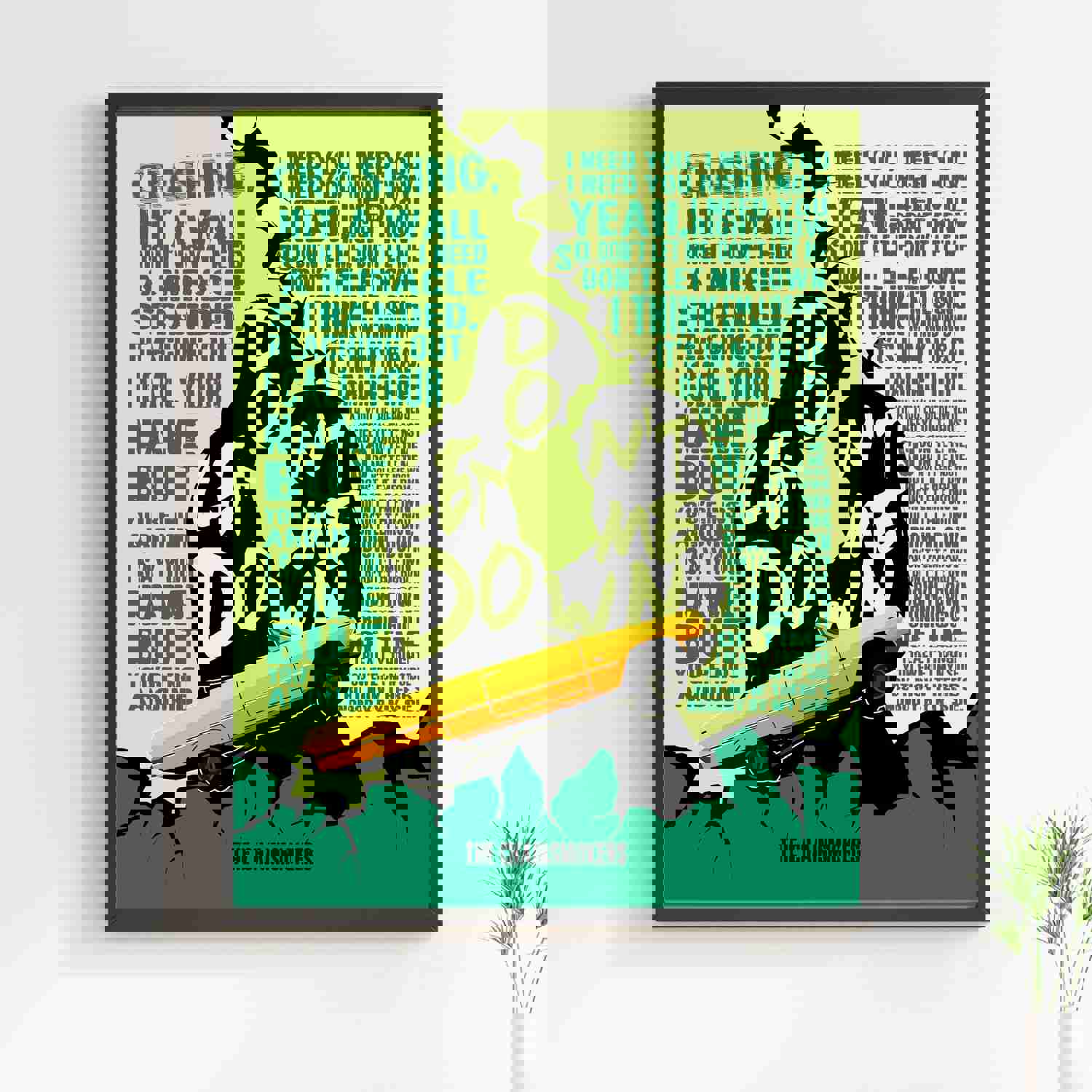 The Chainsmokers - Don't Let Me Down - Song Lyric Wall Print - 11 x 14 Rock Music Word Art with Yellow Convertible Image - Ready to Frame