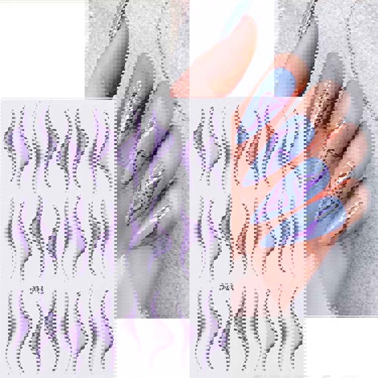 12 Sheets Colorful Wavy Lines Nail Art Stickers DIY Decoration Kit for Women and Girls