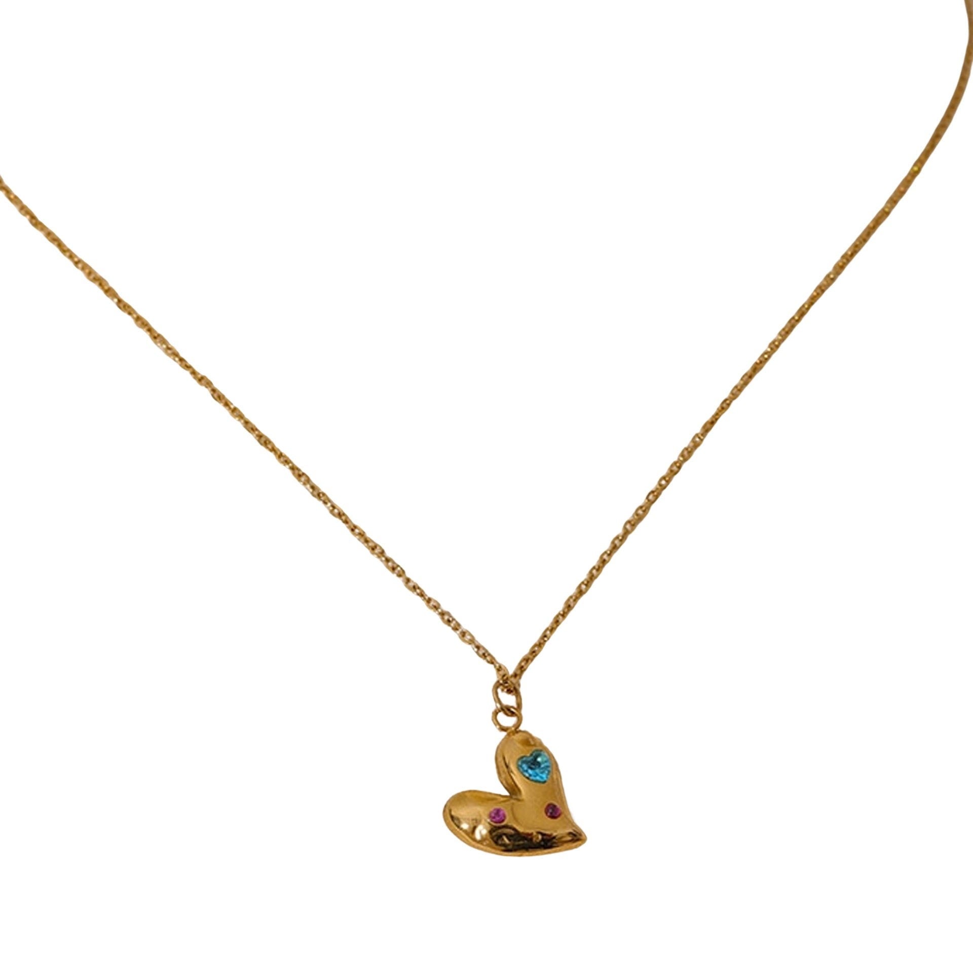 Abigail Heart Necklace with CZ Accents - Trendy & Hypoallergenic