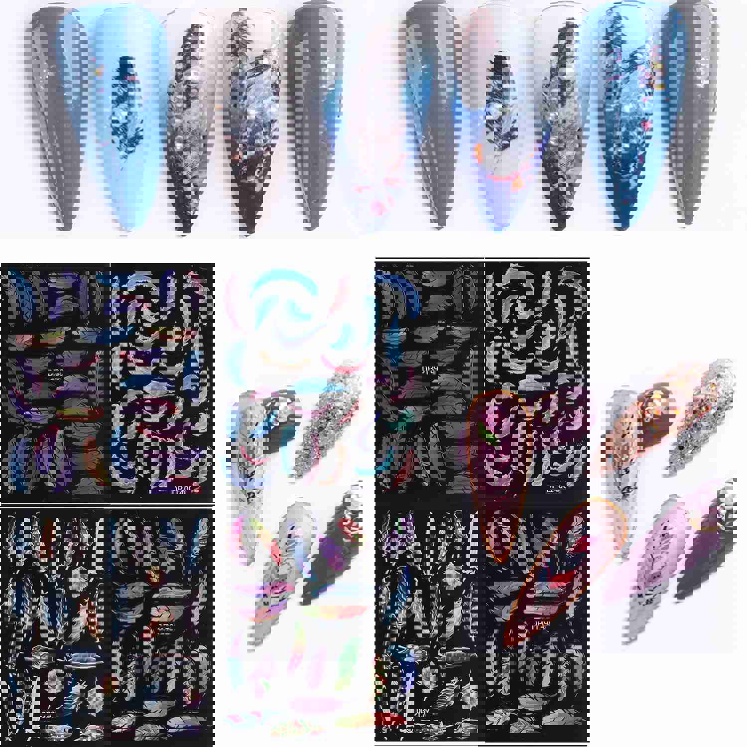 12 Sheets Colorful Wavy Lines Nail Art Stickers DIY Decoration Kit for Women and Girls