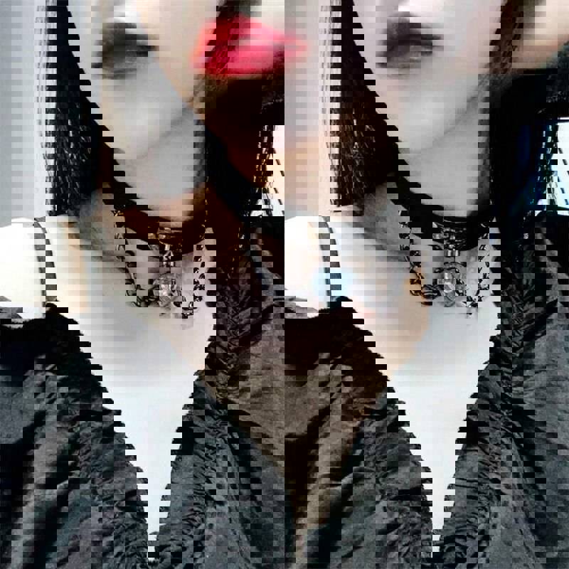 1 PCS Women Girls Punk Heart Dangle Pendant Choker Chain Goth Leather Necklace Collar Choker