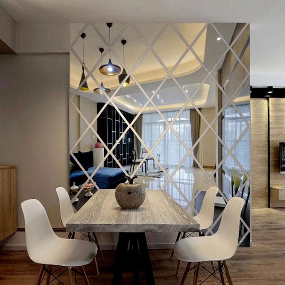 3D Diamond Acrylic Self-Adhesive Mirror Wall Stickers for Modern Home Decor