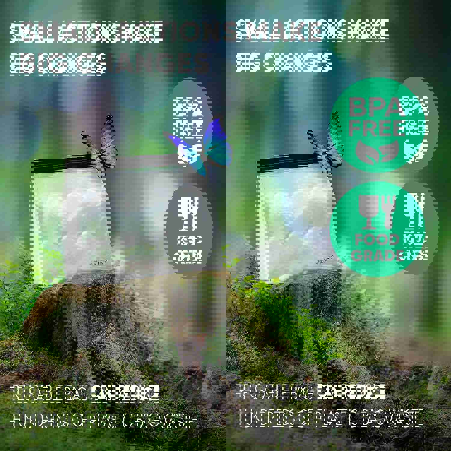 BERLINZO Reusable Ice Storage Bag - Freezer Safe Leakproof Silicone and Plastic Free Lunch Bag for Ice and Food Storage - BPA Free - 2 Pack