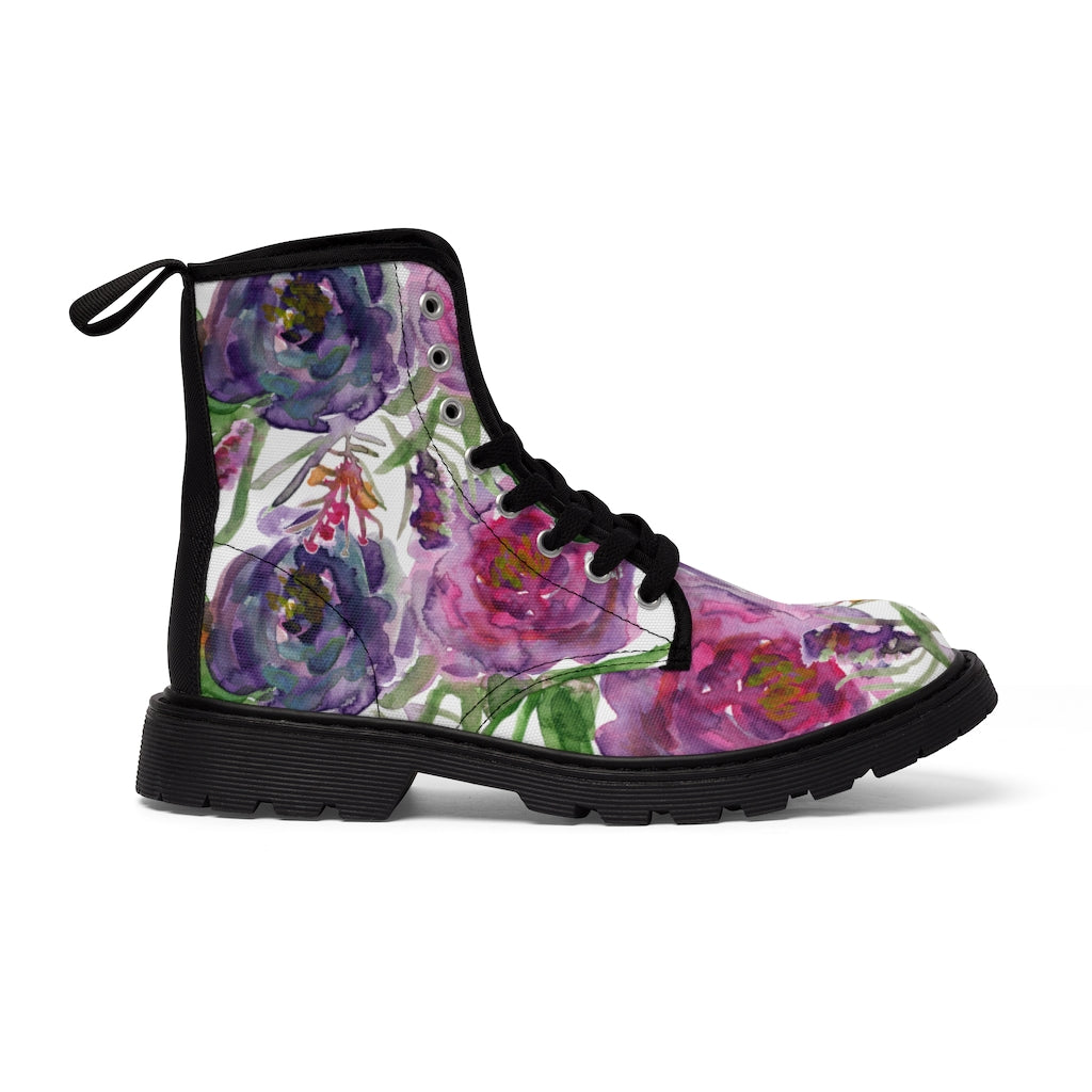 Rose Flower Print Women's Boots - Vintage Style Winter Boots for Ladies