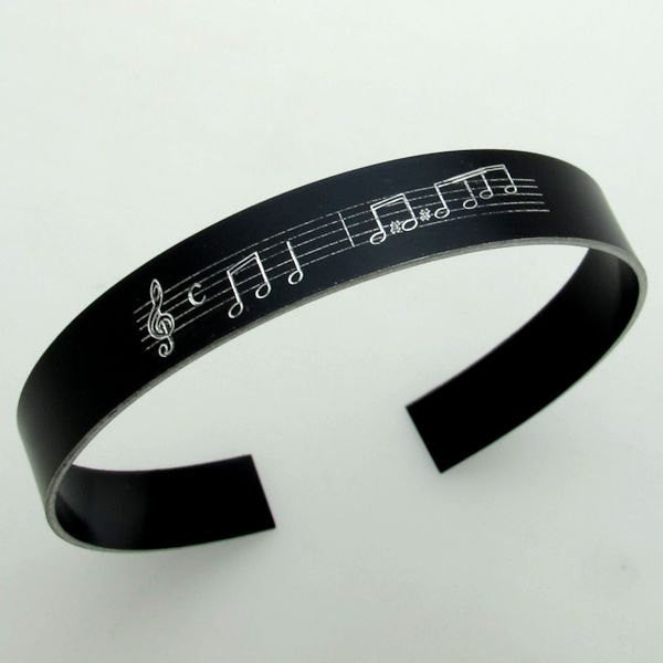Music Notes Personalized Bracelet - Custom Engraved Musician Gift