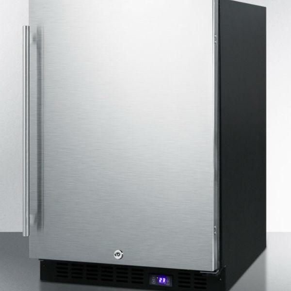 Summit SPFF51OS 24 Stainless Steel Frost Free Outdoor Freezer with Black Cabinet
