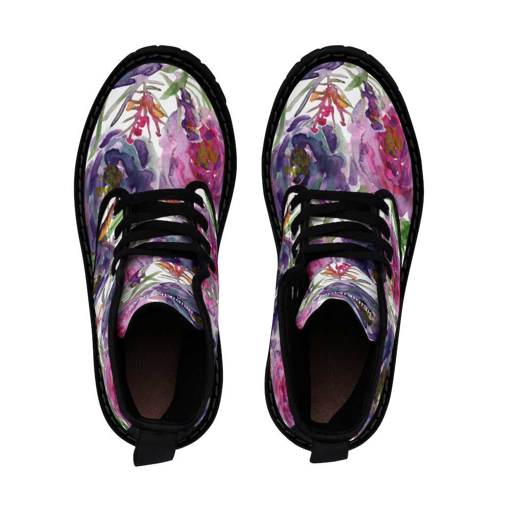 Rose Flower Print Women's Boots - Vintage Style Winter Boots for Ladies