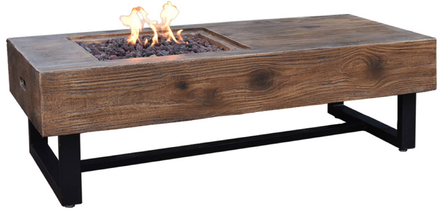 Naples Outdoor Reinforced Concrete Fire Pit Coffee Table - 28 Inch - Multi-Season Use