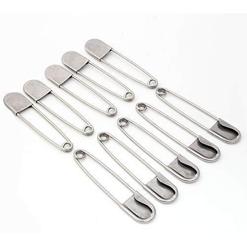 5 Inch Heavy Duty Stainless Steel Safety Pins (10 PCS) - Extra Large for Laundry, Blankets & Upholstery