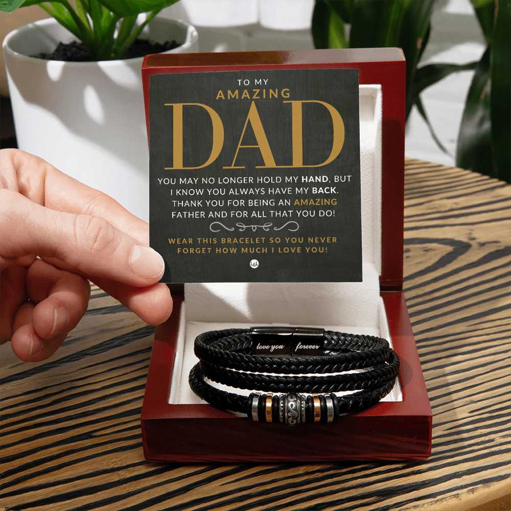 Gift For Dad - Mens Leather Bracelet For Dad - Great For Christmas, Fathers Day or His Birthday