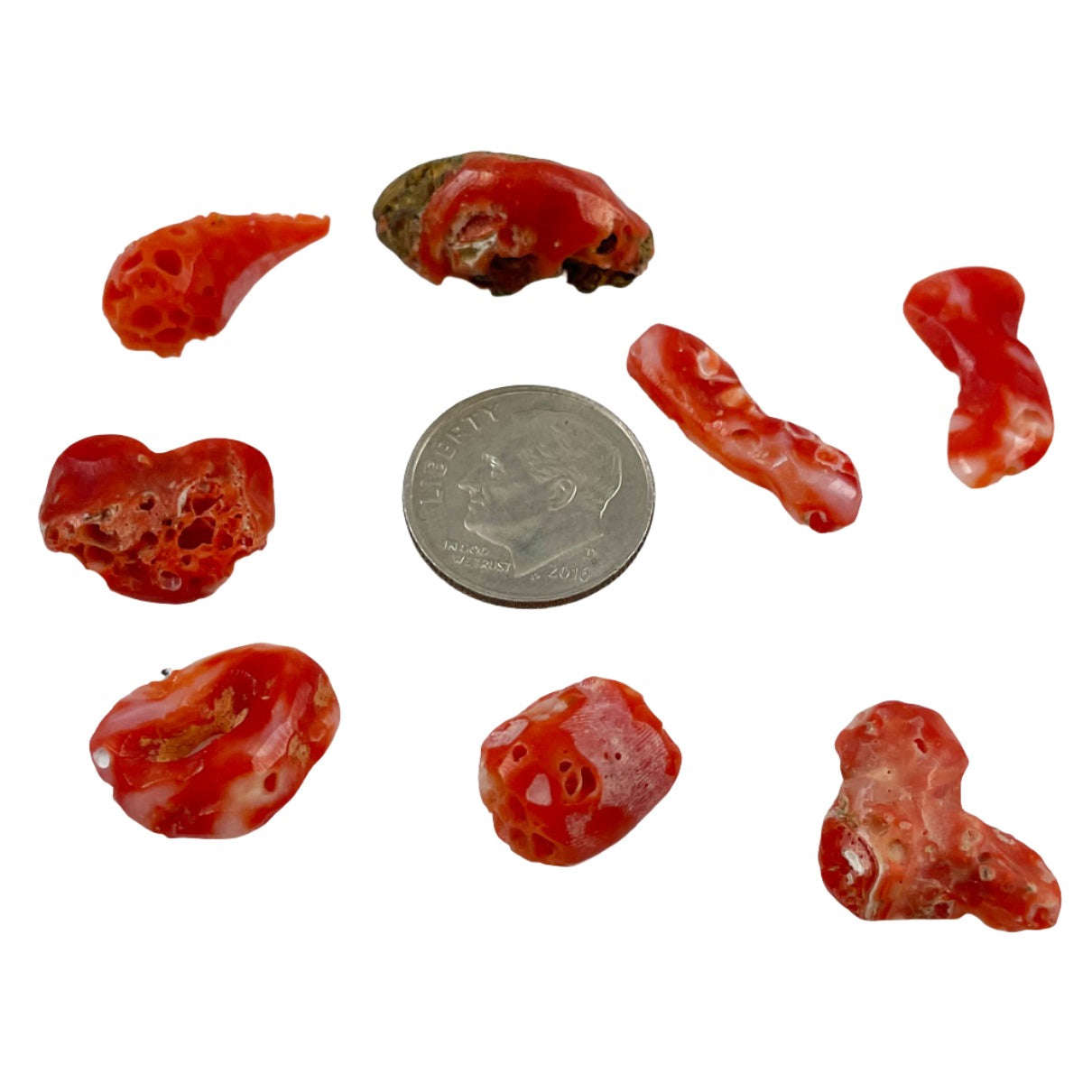 Natural Italian Red Coral Cabochons Lot - Vintage Free Form Coral Pieces