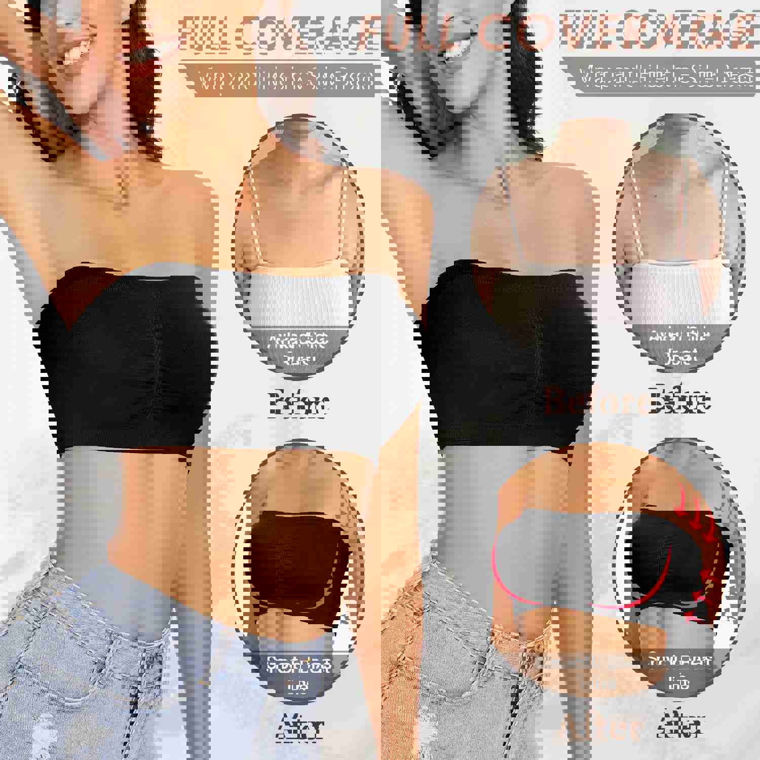 BETTYBRA® Women Bandeau Bra Padded Strapless Bralette Bra Seamless Bandeau Tube Top Bra (BUY 1 GET 2 FREE)