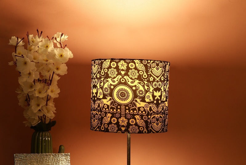 BTR CRAFTS Nandi Floral Drum Lamp Shade, Cotton Fabric, Handcrafted, Multiple Colors Available