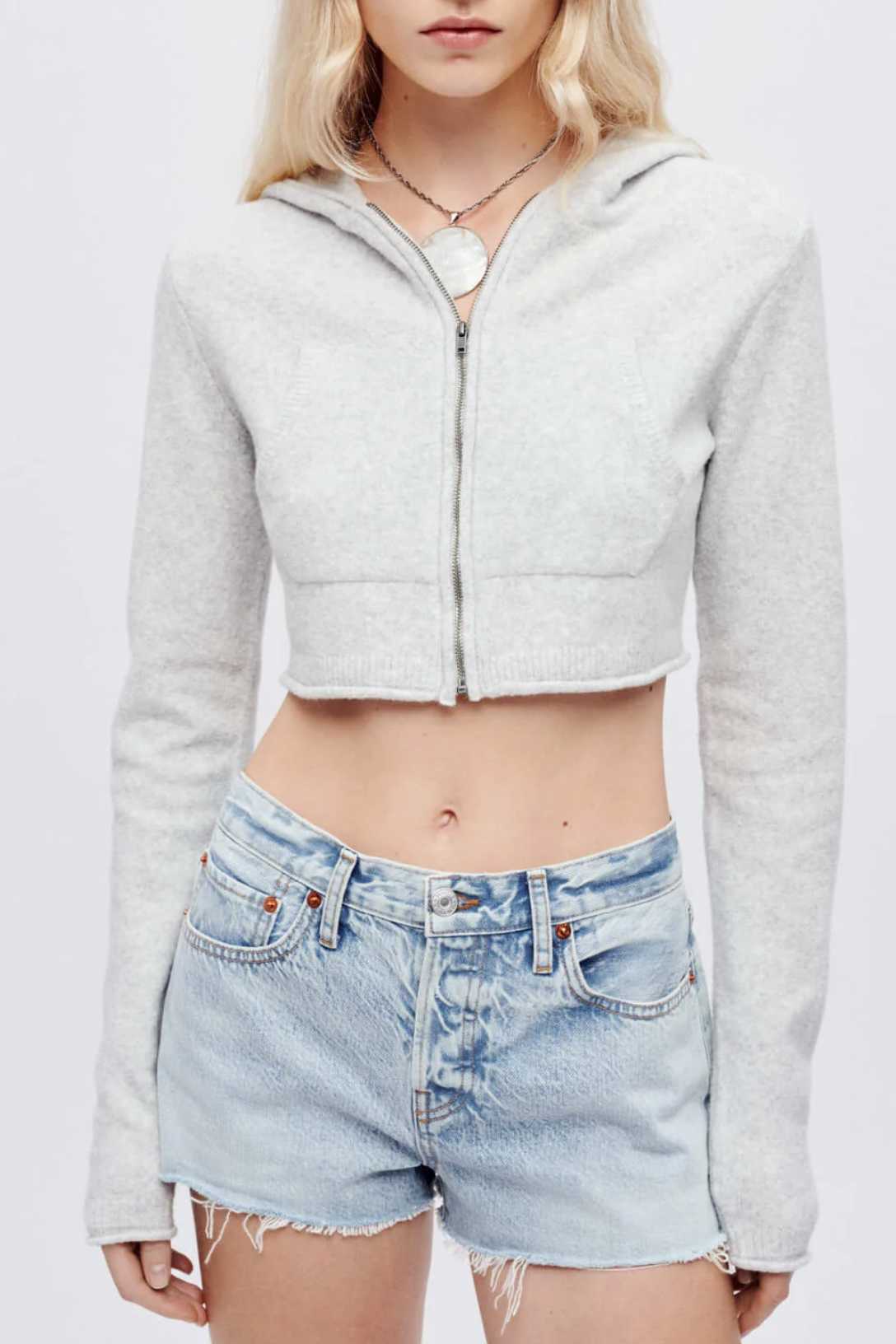 Mini Knit Hoodie | Light Grey