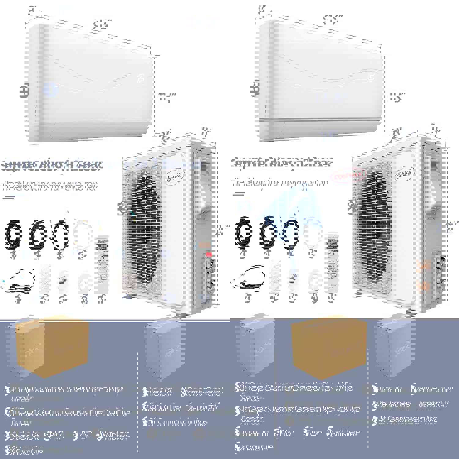 9000BTU Split Air Conditioner & Heater, 17 SEER2 208V-230V Energy Efficient Wall Mount AC Unit with Heat Pump, Inverter System