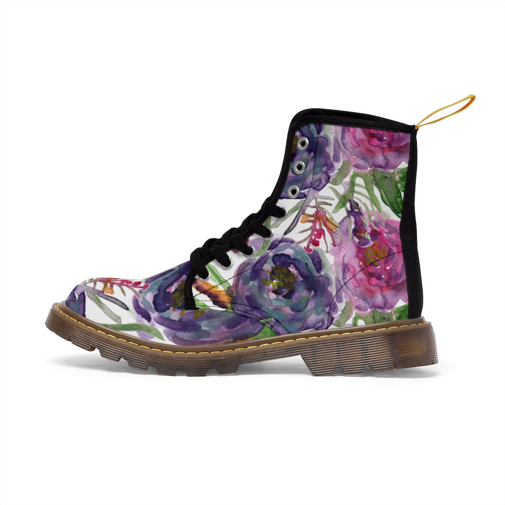 Rose Flower Print Women's Boots - Vintage Style Winter Boots for Ladies