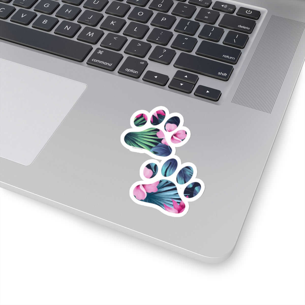 Tropical Dog Paw Print Sticker - Floral Leaf Design for Pets Lovers