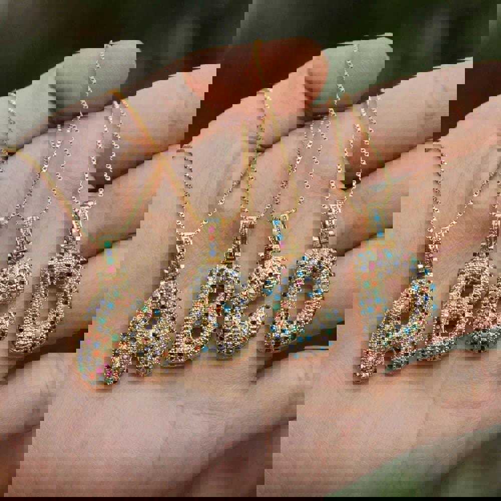 The Bubbly Initial Rainbow Necklace