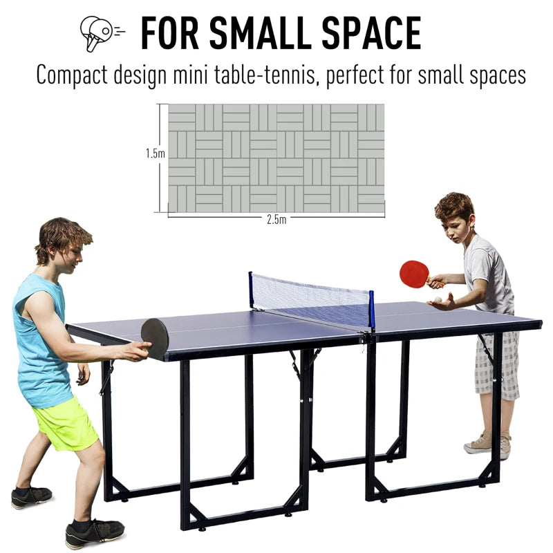 Soozier 72 Compact Folding Multi-Use Indoor/Outdoor Table Tennis Table with Net and Post Set, Blue