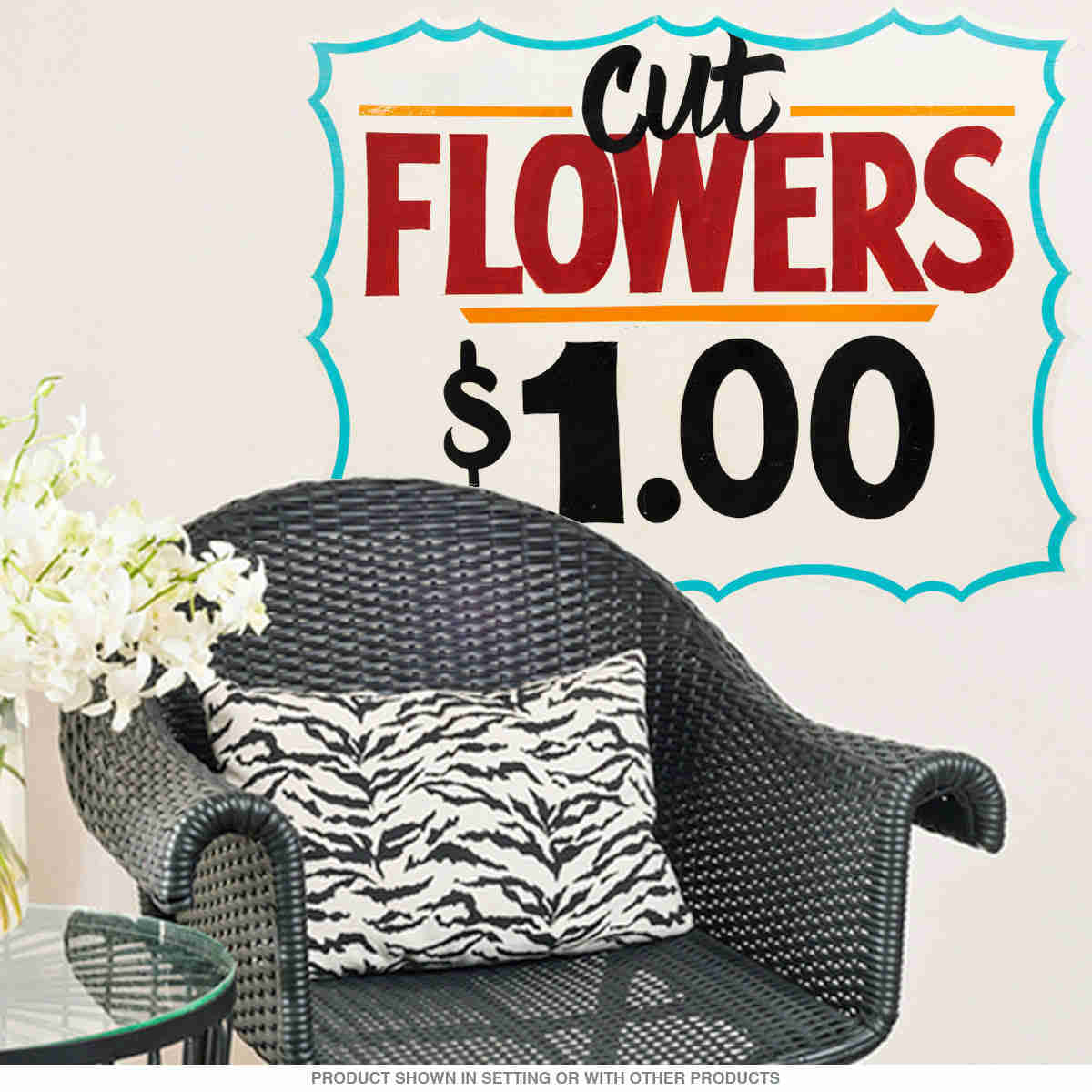 Vintage Cut Flowers One Dollar Florist Wall Decal