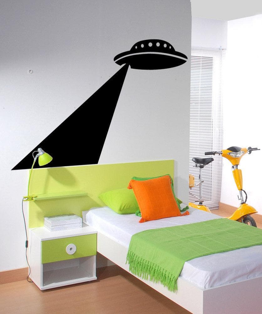 Vinyl Wall Decal Sticker Abducting UFO #OS_MB1133 - Removable & Easy to Apply