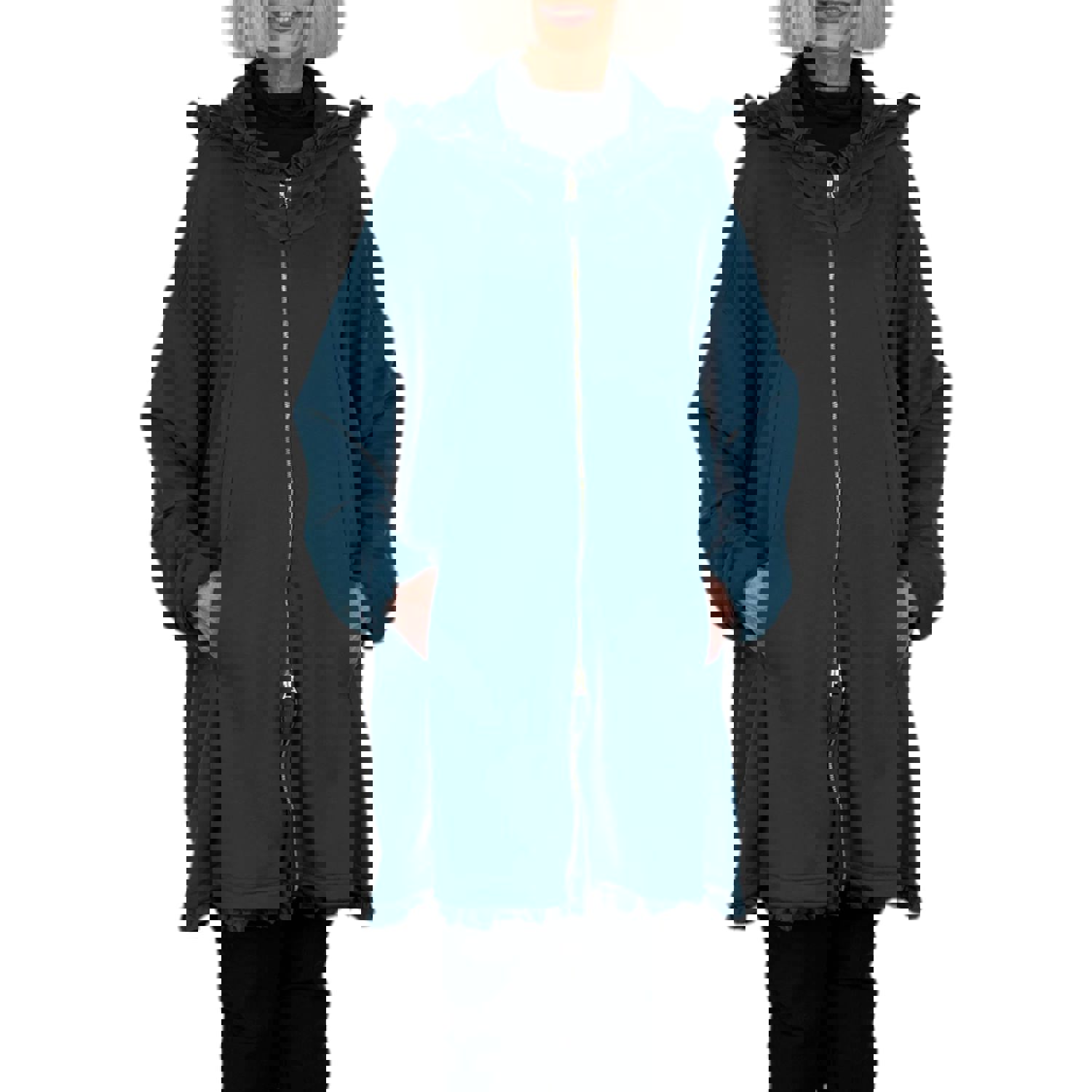 RUFFLE TRIM HOODED JACKET