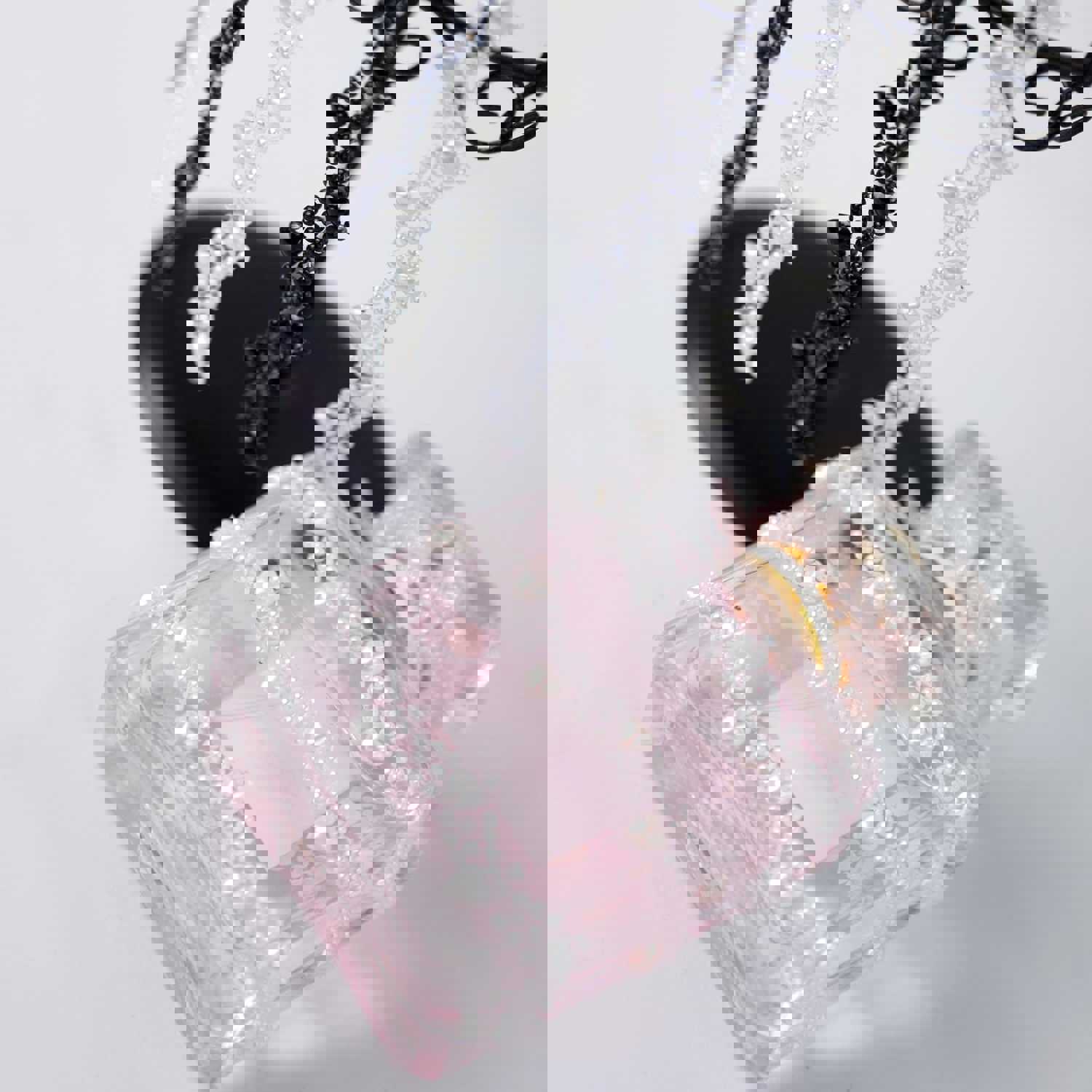 Blush Self Adhesive Craft Rhinestone Trim Strips with Heart Pearl Embellishment