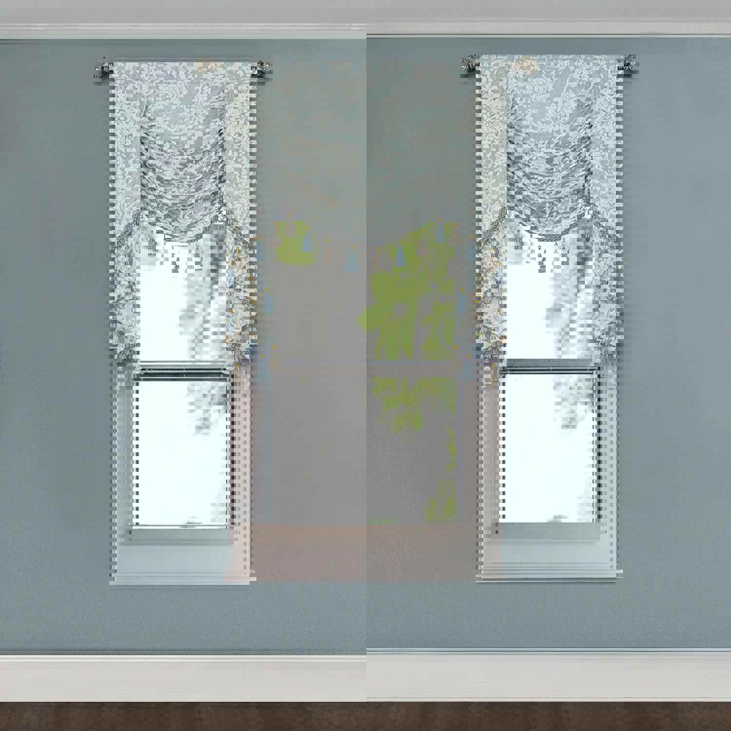 Canterbury Swag Valance - Embroidered Waterfall Window Valance