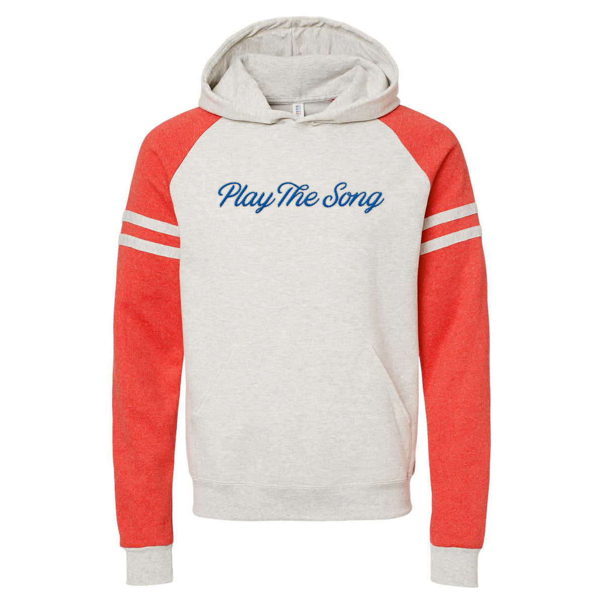 Play The Song Script Hoodie - Embroidered Color-Block Sweatshirt