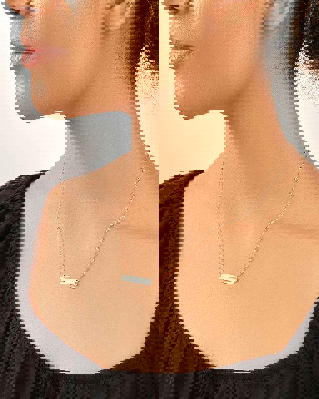 Sterling Silver Mini Bar Pendant Necklace