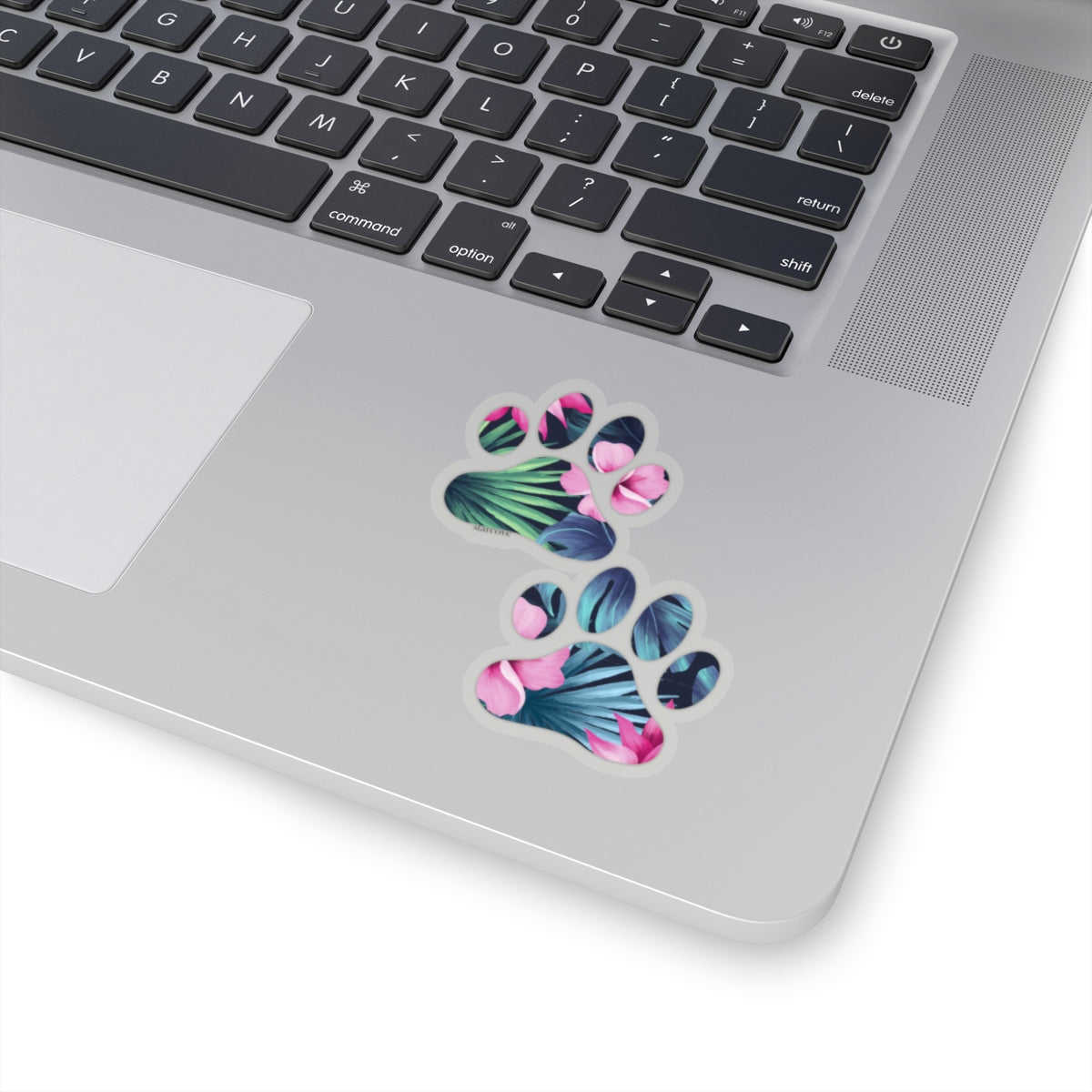 Tropical Dog Paw Print Sticker - Floral Leaf Design for Pets Lovers