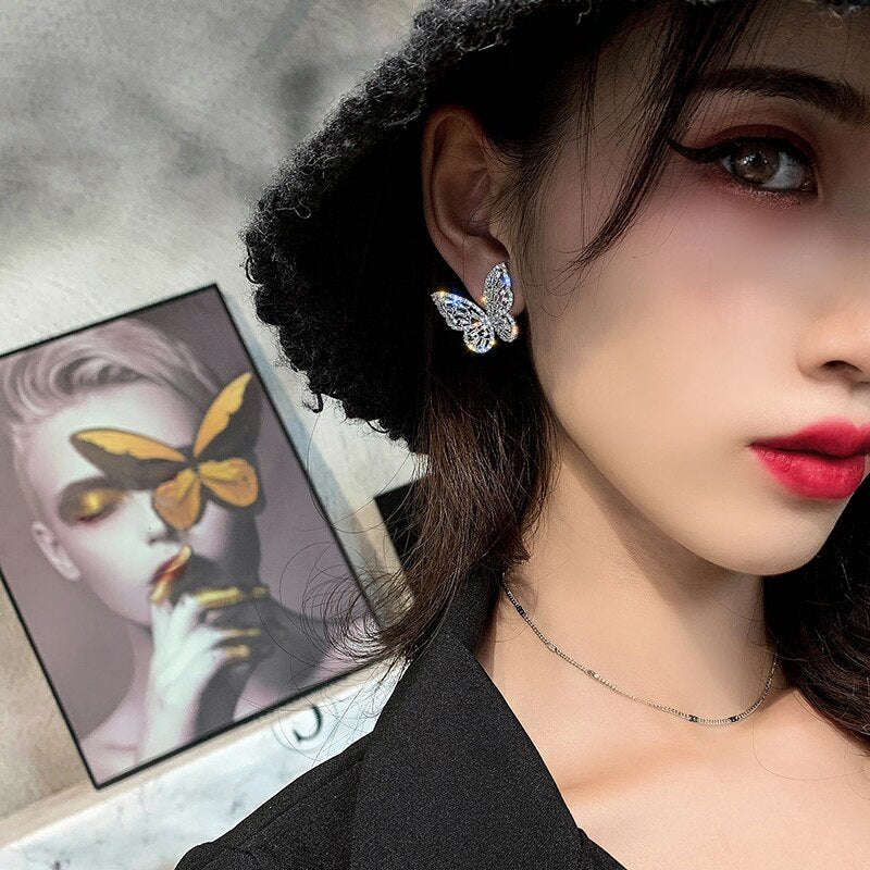 2022 Elegant Shiny Butterfly Prom Party Earrings for Women