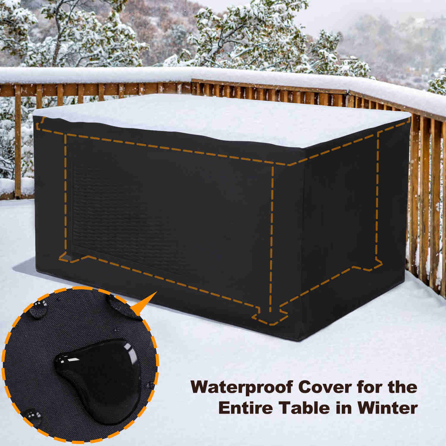 48 Propane Gas Fire Pit Table with Auto-Ignition, 50000 BTU, Wood Tabletop, Waterproof Cover & Glass Beads
