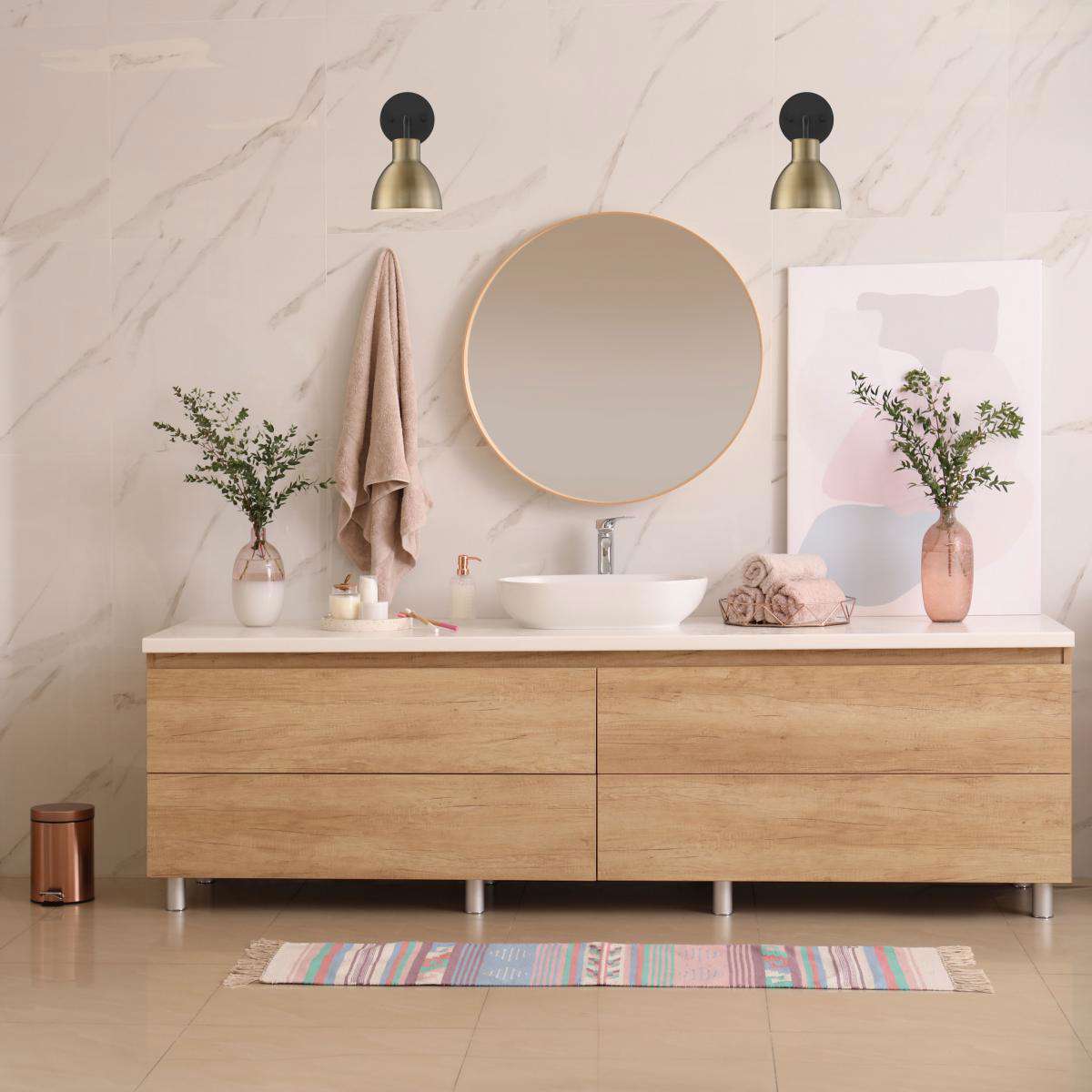 Sloan 1 Light Vanity - Matte Black and Burnished Brass Finish