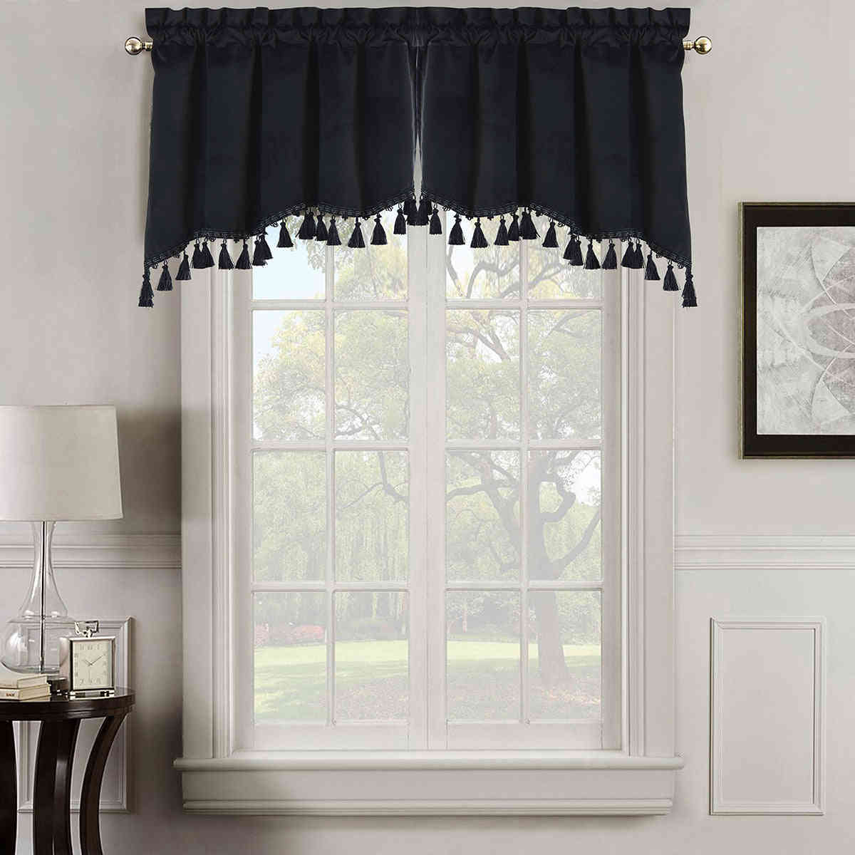 Heavyweight Velvet Swag Valance 70”W x 30”L - Elegant Window Drape with Tassels