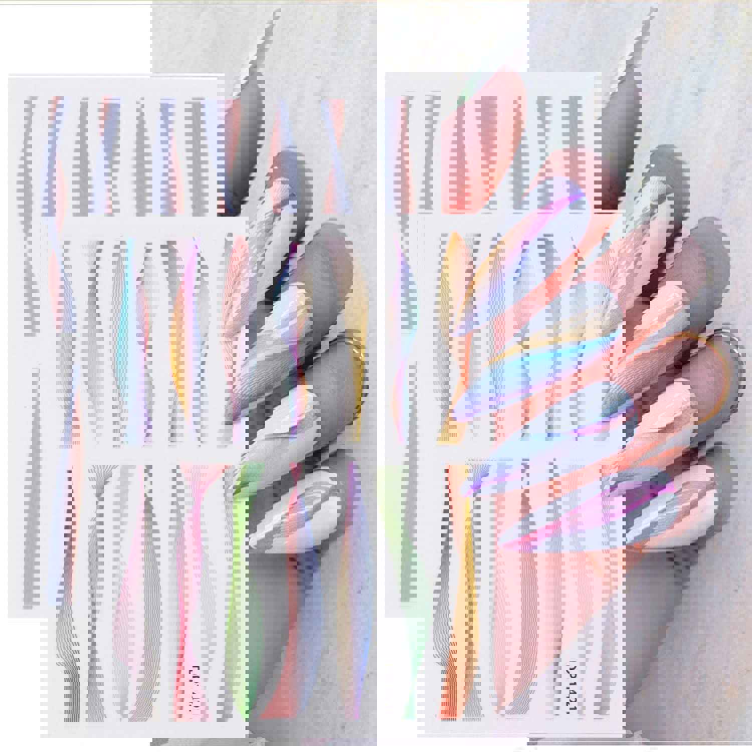 12 Sheets Colorful Wavy Lines Nail Art Stickers DIY Decoration Kit for Women and Girls