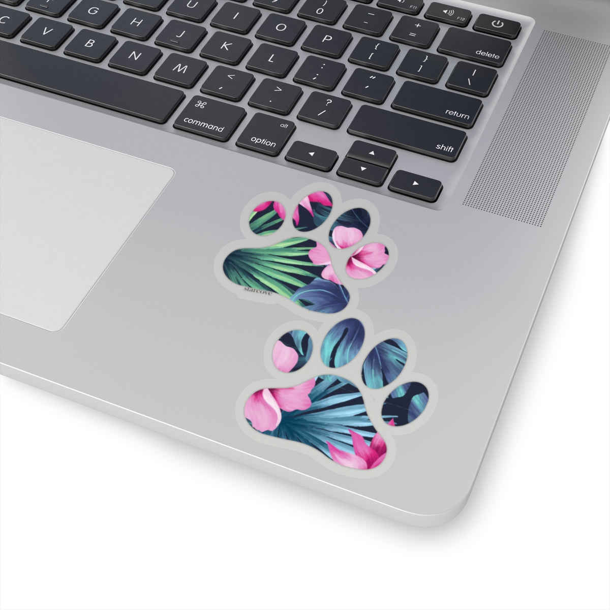 Tropical Dog Paw Print Sticker - Floral Leaf Design for Pets Lovers