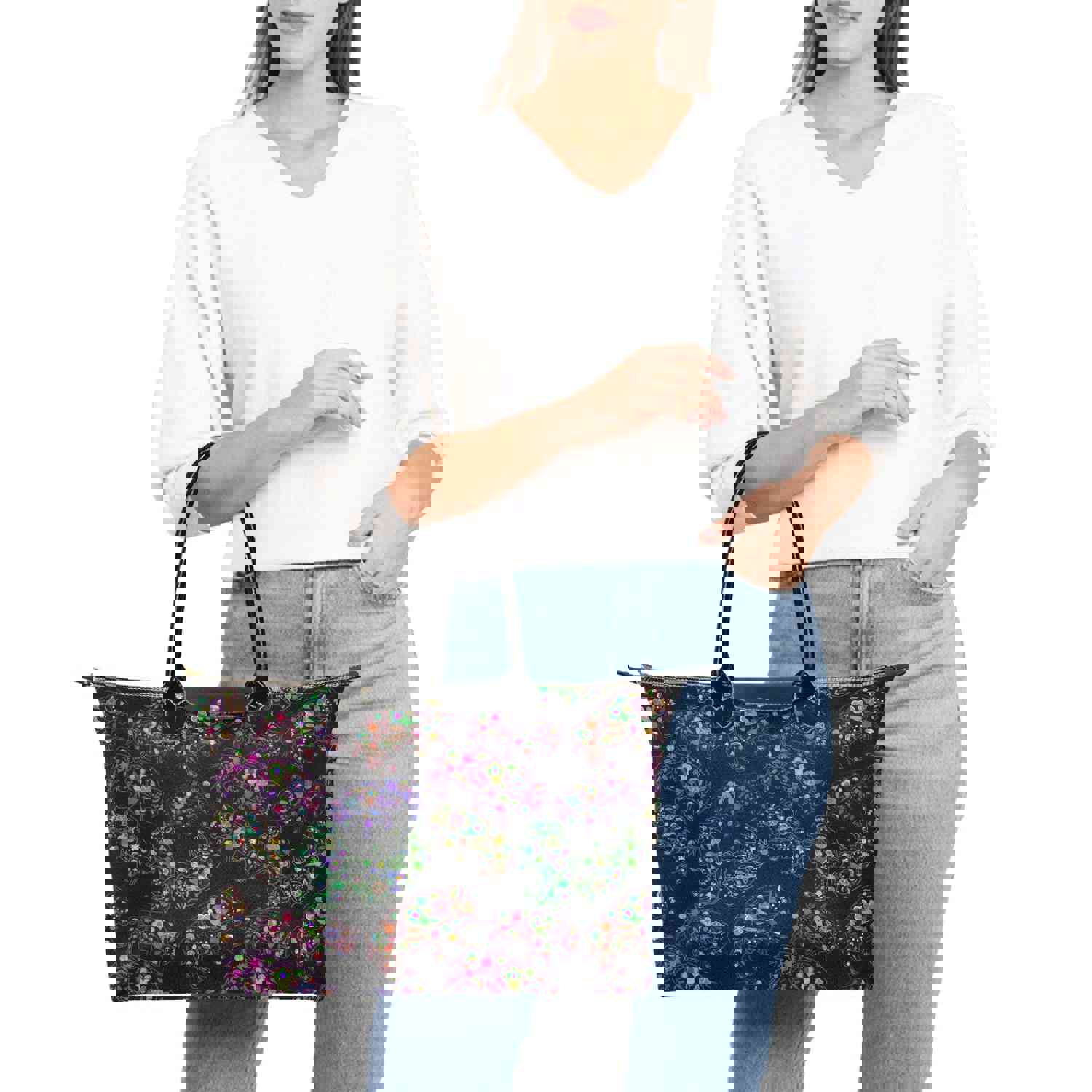 Neon Floral Buffalos Single-Shoulder Lady Handbag