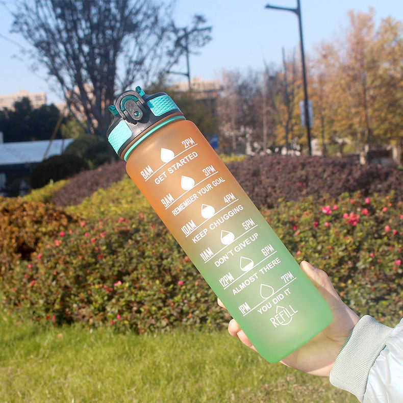 HeyoCombat 32 OZ Motivational Water Bottle with Ice Grid, Leakproof & BPA Free