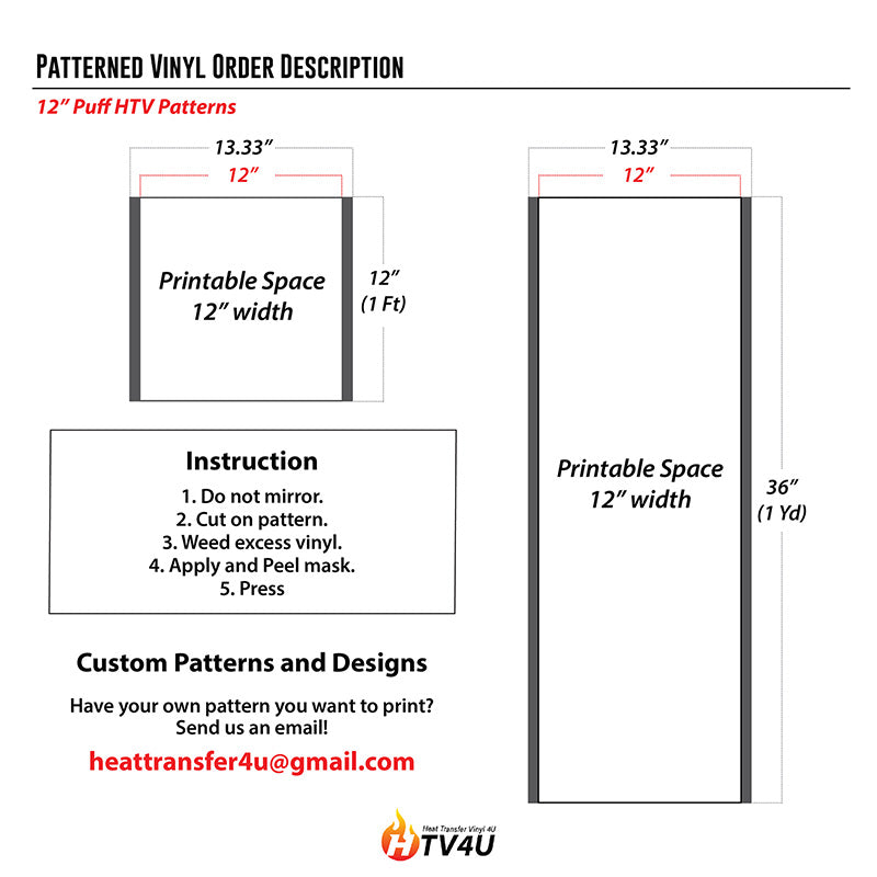 Puff Patterned Heat Transfer Vinyl (12 x 12) for DIY Clothing Designs