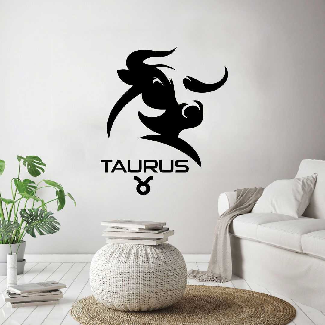 Horoscope Vinyl Wall Art Sticker Decal - Taurus Bull Emblem Symbol Earth Sign